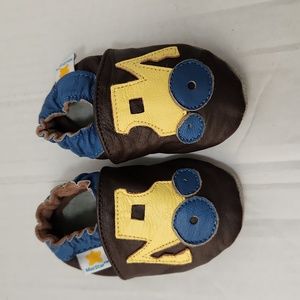 Baby Boy Leather Punches Crawling Shoes Slippers Excavator Size Small 0-6